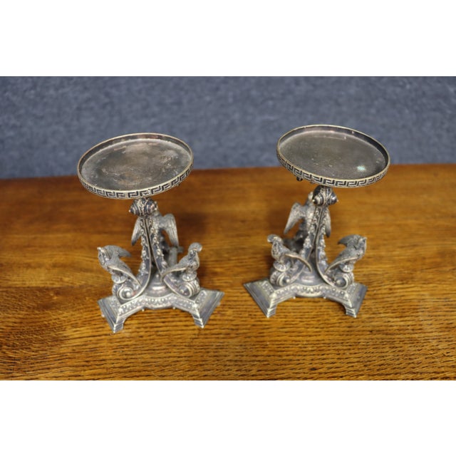 Antique Pair of Victorian Silver-Plated Centerpieces With Birds, Aesthetic Movement For Sale In Philadelphia - Image 6 of 12