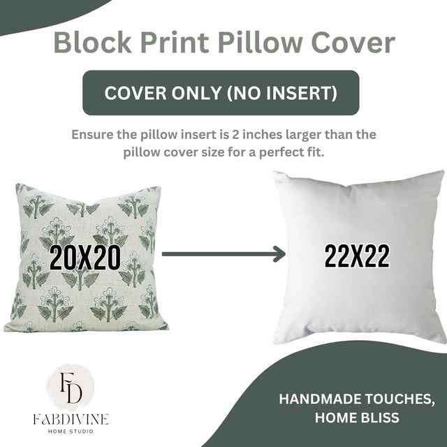 Not Yet Made - Made To Order Fabdivine Handcrafted Block Print Cushion Cover 14x20 Inch Viscose Linen-Chahat For Sale - Image 5 of 5
