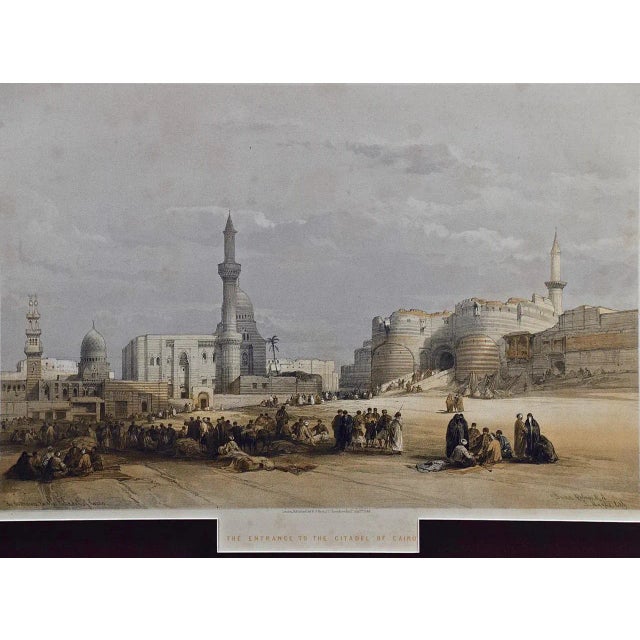 "Entrance to the Citadel of Cairo" is a 19th century full folio sized duotone lithograph from the Egypt and Nubia volumes...