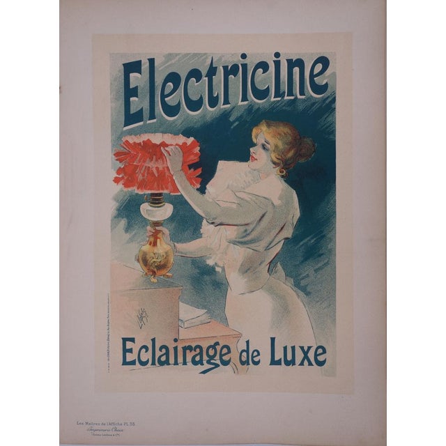 Lucien Lefèvre Electricine, 1897 Original color lithograph on fine vellum Signed in the plate by the artist, also bearing...