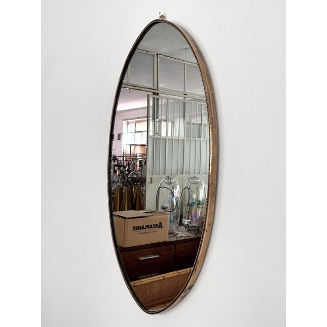 1960s Italian Mid-Century Wall Mirror with Brass Frame and Glass, 1970s For Sale - Image 5 of 18
