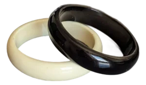 Mid Century Pair of Acrylic Bangles Black & White