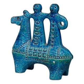 Rimini Blu Ceramic Horse Riders Sculpture by Aldo Londi for Bitossi, Italy, 1950s-60s For Sale