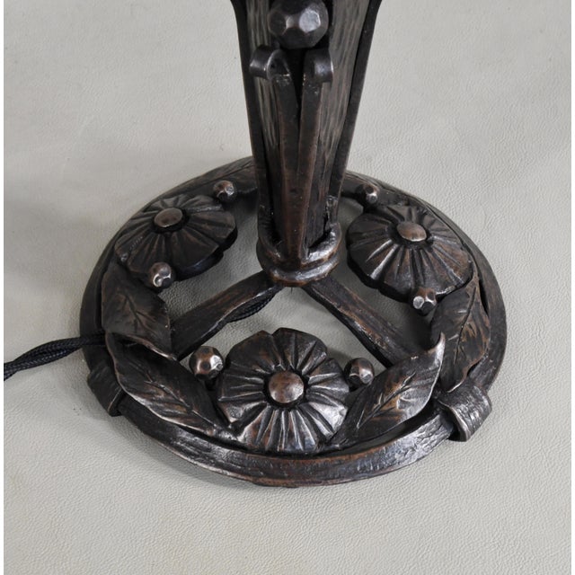 1930s French Art Deco Lamp by René Lalique - Wrought Iron France For Sale - Image 12 of 14