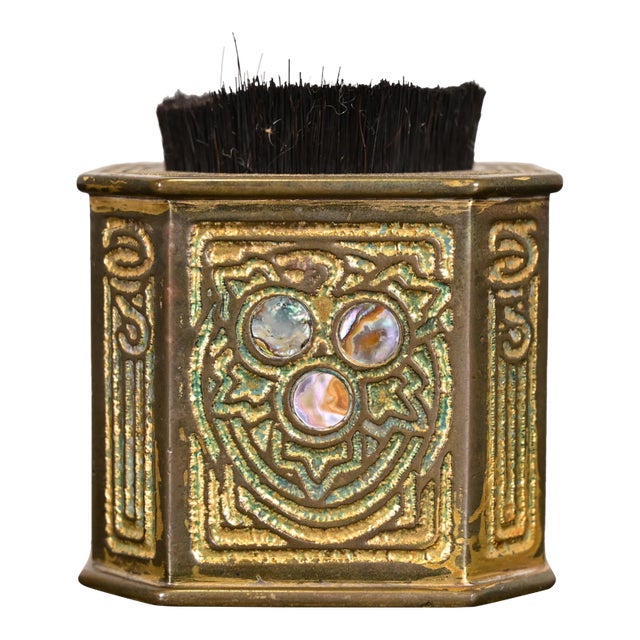 Tiffany Studios New York Bronze Doré and Abalone Pen Brush For Sale