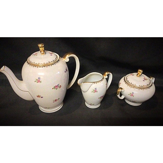 Early 20th Century s.e.r France Porcelain Coffee Pot, Pitcher & Sugar Bowl Set- 3 Pieces For Sale - Image 4 of 9