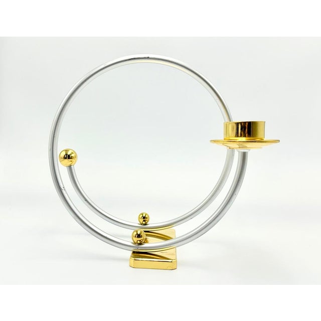 Vintage Brass and Aluminium Candleholder, 1980s For Sale - Image 9 of 11