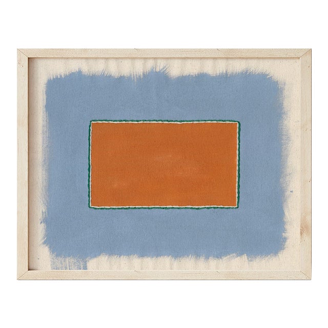 Terracotta and Gray-Blue Abstract Minimalist Art Print, Emily Keating Snyder, 16 X 20 Print in Wood Frame For Sale