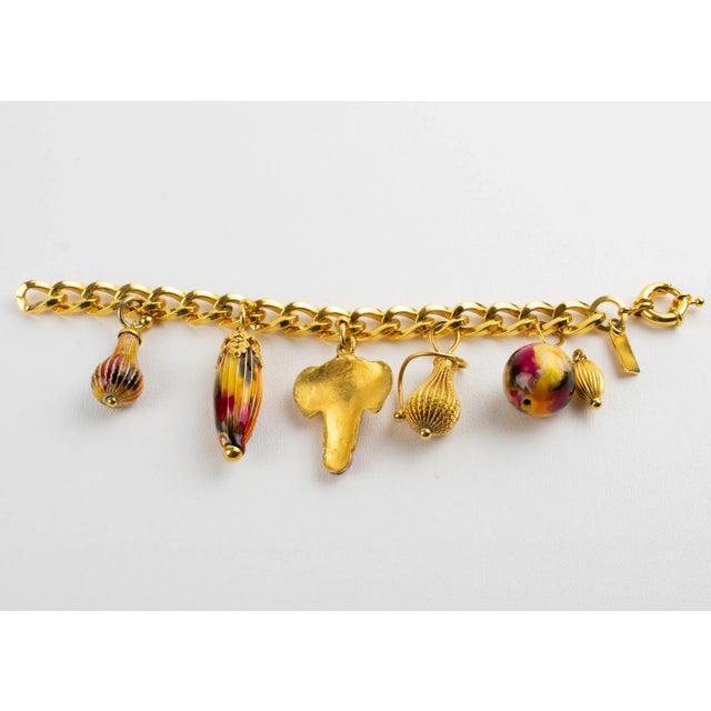 2000 - 2009 Missoni Italy Gilded Metal Chain Link Bracelet With Enamel Dangling Charms For Sale - Image 5 of 13