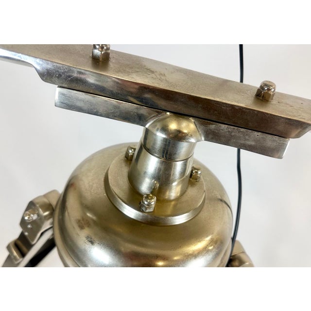 Large Vintage Tripod Aluminum Nickled Floor Lamp, 1980s For Sale - Image 14 of 18