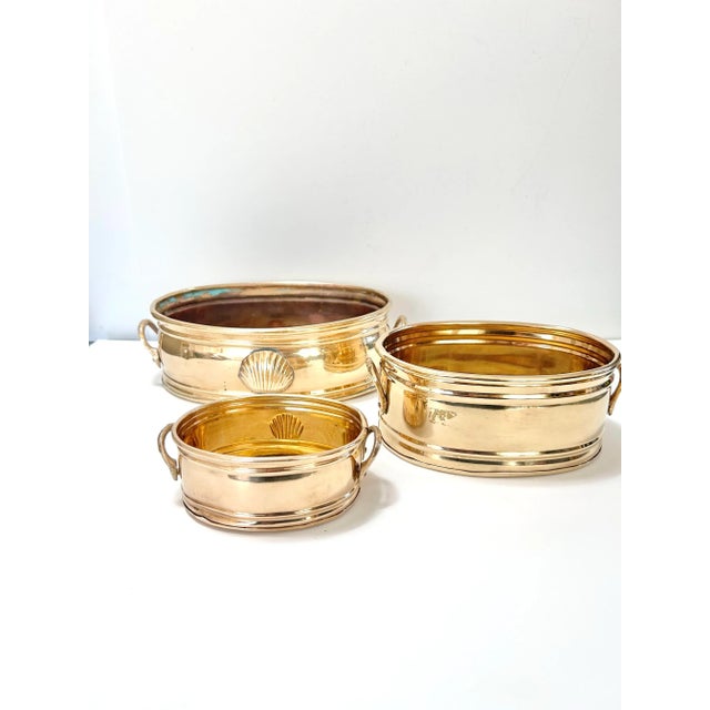 English Vintage Brass Clamshell Seashell Tiered Planters - Set of 3 For Sale - Image 3 of 8