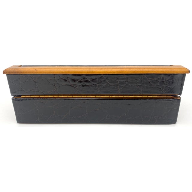 Vintage Italian Embossed Leather 'Crocodile' Mens Jewelry Box For Sale In West Palm - Image 6 of 8