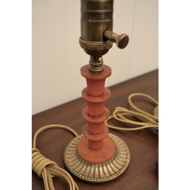 1930s Art Deco Stacked Form Bakelite Accent Lamps - A Pair For Sale - Image 4 of 4