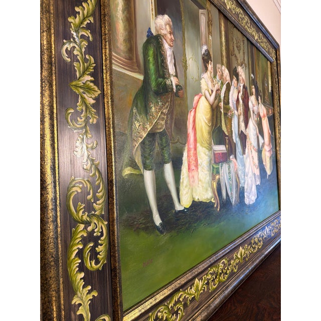 Late 20th Century M. Picot Original Ballroom Oil Painting For Sale In Dallas - Image 6 of 8