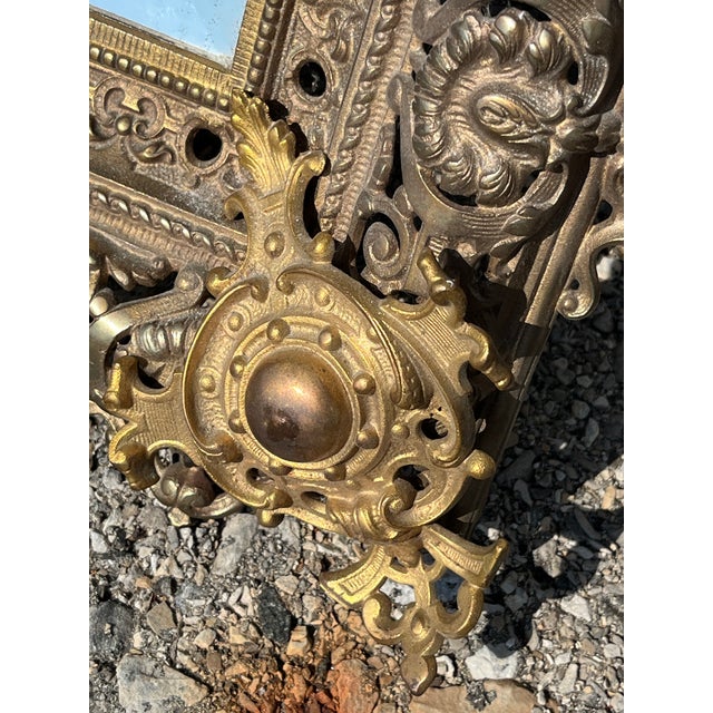 French 1960s Ornate Bronze Mirror For Sale - Image 3 of 3