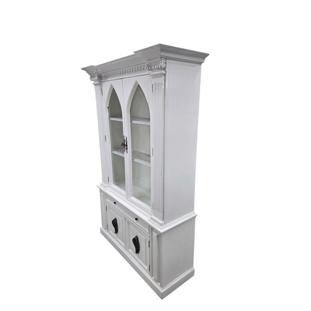 Gothic Vintage Gothic Revival White Display Cabinet For Sale - Image 3 of 9