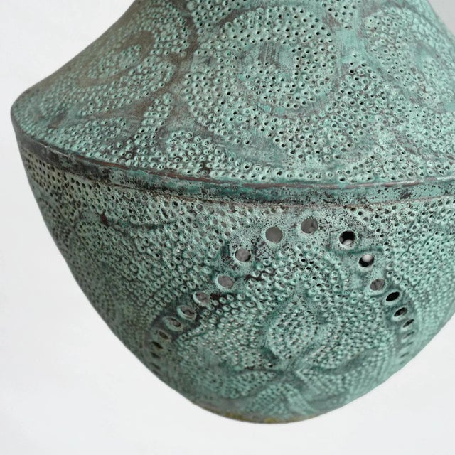 Moroccan Copper Verdigris Dot Boho Pendant Light Small For Sale - Image 3 of 5