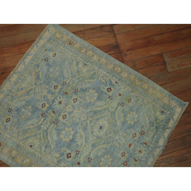 Persian Early 20th Century Zabihi Collection Powder Blue Persian Malayer Square Mini Rug - 2'5" x 2'10" For Sale - Image 3 of 8