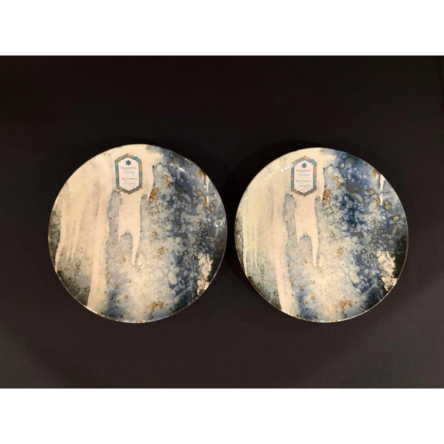 2020s Porcelain Salad Plates Featuring Blue and Gold Marble Motif From Intesa Home - Set of Eight For Sale - Image 5 of 7