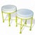 Metal Pair of Mid Century Faux Bamboo Stools in the Style of Phyllis Morris – Green Metal & White Vinyl For Sale - Image 7 of 12