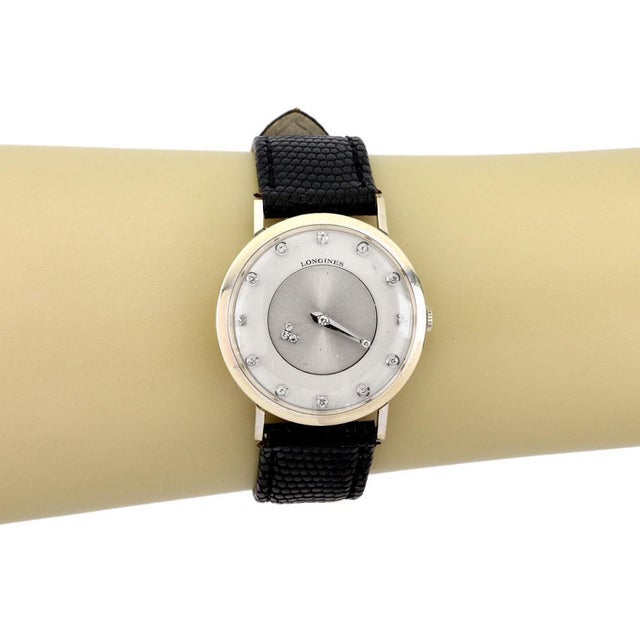 Longines Men's Diamond 14k WGold Invisible Rotating Dial Watch For Sale - Image 4 of 4