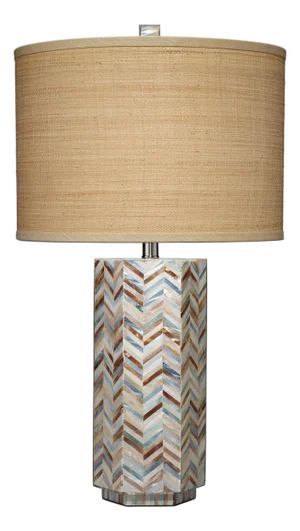 Jamie Young Lucille Mother of Pearl Table Lamp with Raffia Shade