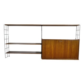 Mid-Century Modern Modular String Shelving Unit in Teak with Secretary Desk, 1960s For Sale