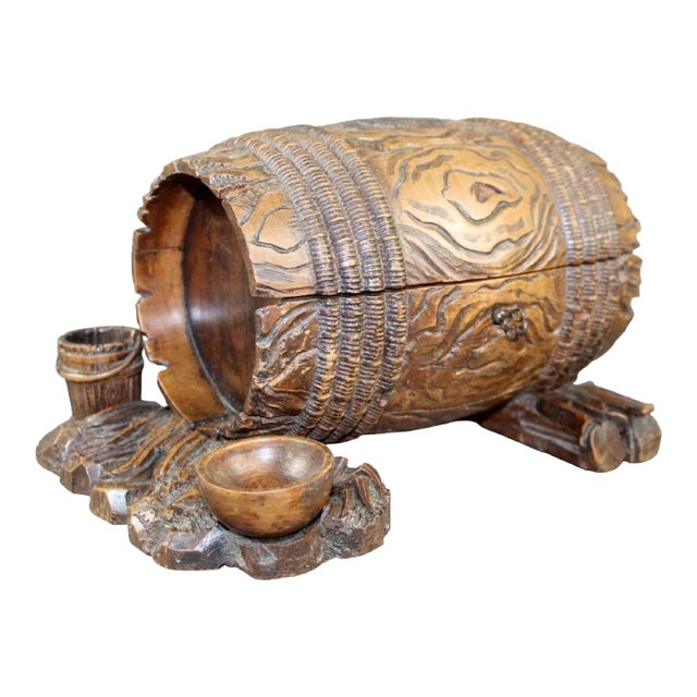 Antique French Black Forest Log Form Dresser Box For Sale