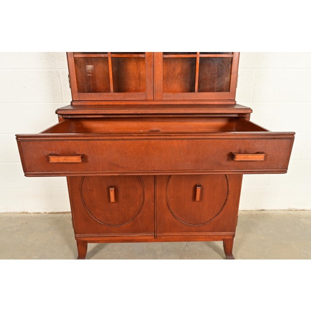 Stickley Brothers Antique Art Deco Maple Breakfront Bookcase Cabinet, Circa 1920s For Sale In South Bend - Image 6 of 15