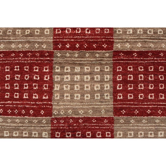 Gabbeh Runner 3’1” X 17’9” Brown Red Wool Contemporary Hand-Knotted Rug For Sale - Image 9 of 13