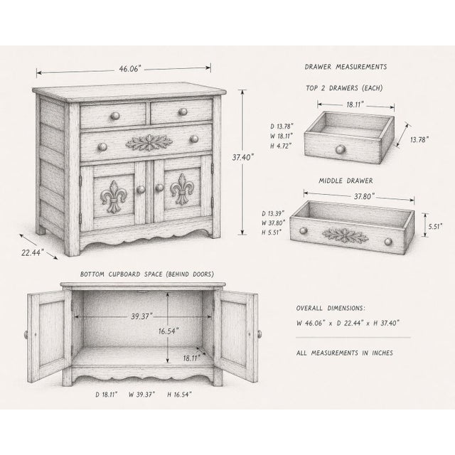 19th Century Vintage Farmhouse Danish Commode in Oak, 1890s For Sale - Image 5 of 18