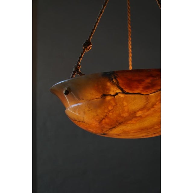 1930s Vintage French Art Deco Rope and Alabaster Pendant Light, 1930s For Sale - Image 5 of 12