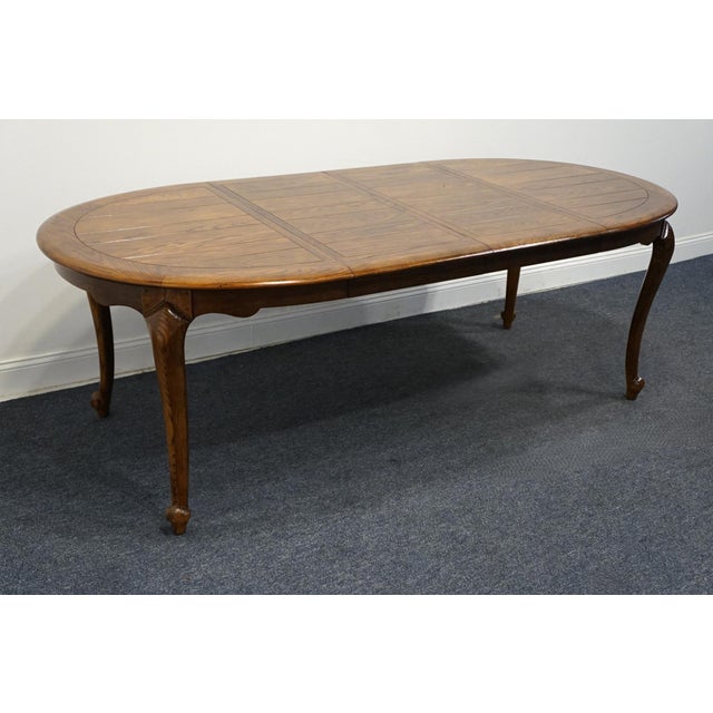 High End Vintage Solid Oak Early American Traditional 88" Oval Dining Table For Sale - Image 4 of 11