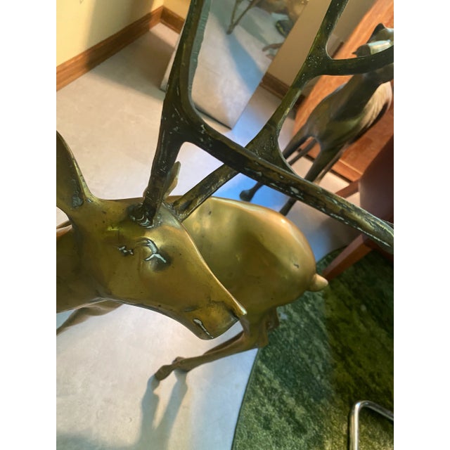 1970s 1970s Large Brass Buck Statue For Sale - Image 5 of 7
