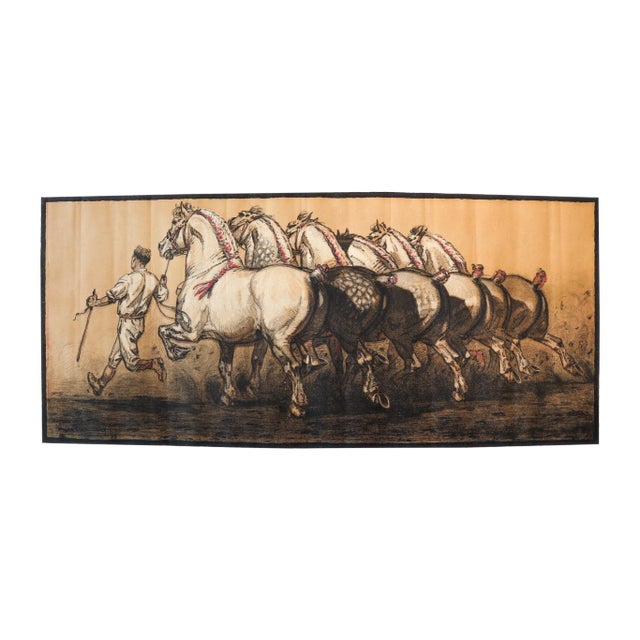 1933 French Equestrian Poster, Six Horses and a Man For Sale