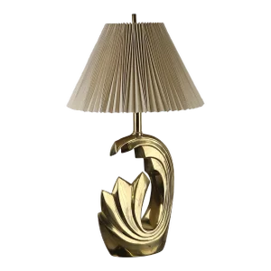 1980s Pierre Cardin Solid Brass Tidal Wave Lamp