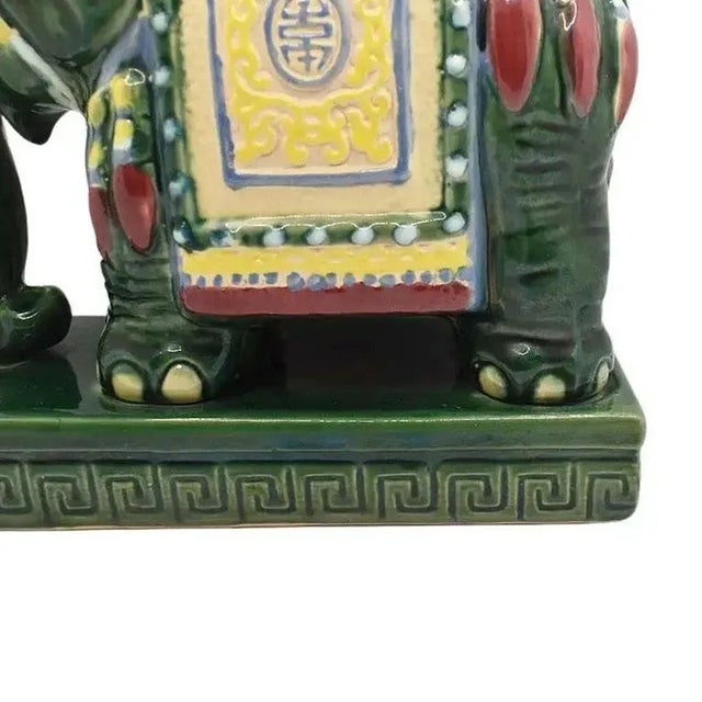 Mid-Century Modern Mid Century Modern Chinoiserie Ceramic Emerald Green Elephant Ashtray For Sale - Image 3 of 12