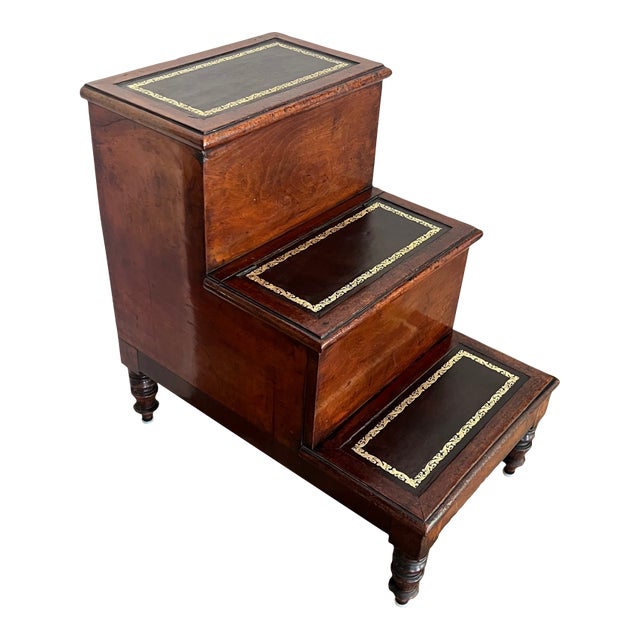 English Regency Leather Covered Steps With Storage, C. 1810 For Sale