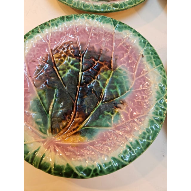 Wonderful set of 4 Majolica Leaf Plates in great colors. Probably English.