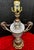 Glass Pair of French Neoclassical Cut Crystal & Patinated Bronze Urn Lamps With Ram/Goat Head Handles For Sale - Image 7 of 12