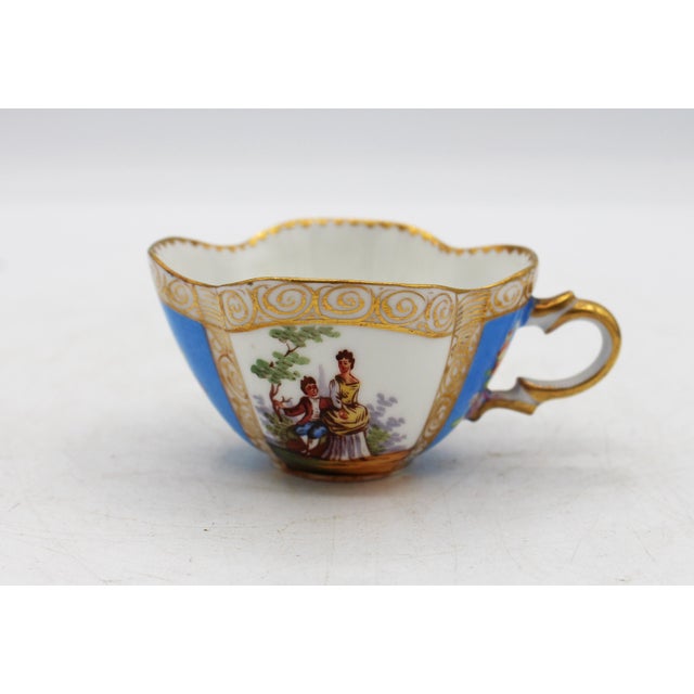 Ceramic Circa 1888-1916 Richard Klemm, Dresden Quatrefoil Demitasse Cup & Saucer For Sale - Image 7 of 11