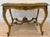 Louis XVI Style Table With Onyx Top, Carved and hand painted with green and gold paint with floral details. The onyx top...