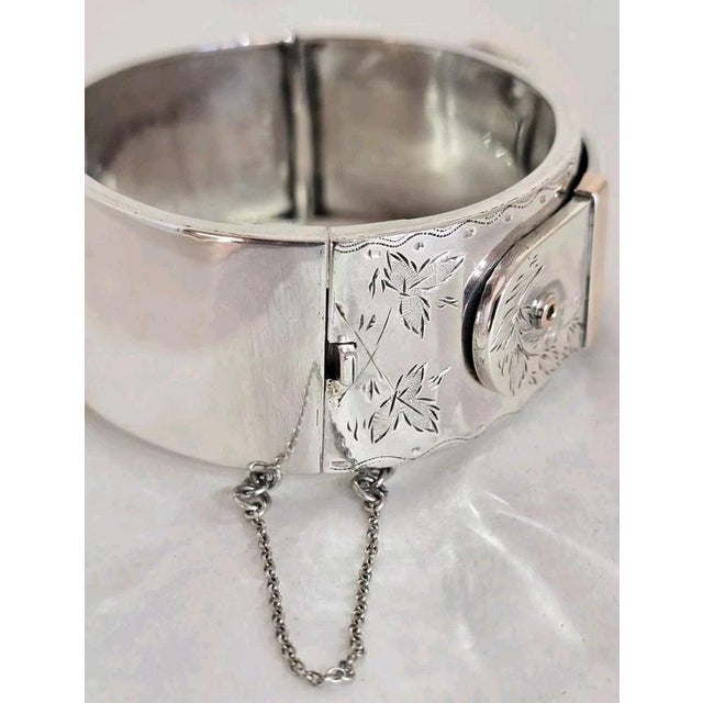 19th Century Antique Victorian Sterling Silver Aesthetic Belt Buckle Bangle, 1885 For Sale - Image 5 of 18