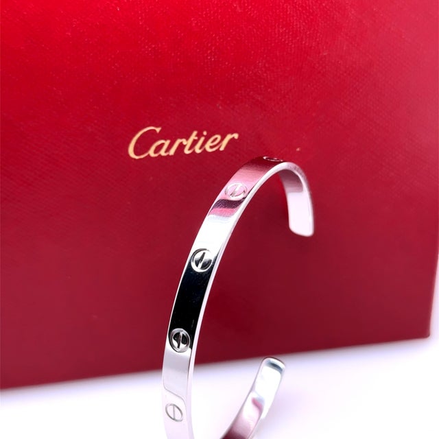 Cartier 18ct White Gold Love Cuff Bracelet 27.7g For Sale - Image 12 of 14