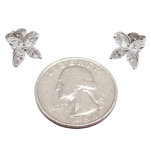 1990s Tiffany & Co. Platinum Victoria Marquise Cut Diamond Large Earrings, A Pair For Sale - Image 9 of 9