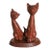Vintage Hand-Carved Wooden Siamese Cat Figurine on Wood Base For Sale