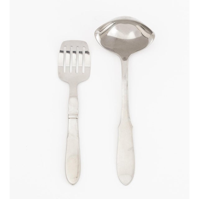Metal Mid 20th Century Georg Jensen "Mitra" Stainless Steel Flatware, 82 For Sale - Image 7 of 11