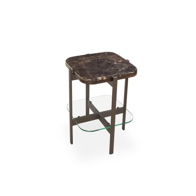 Niteroi Side Table with Marble Top by Fabian Pellegrinet Conte For Sale - Image 4 of 4