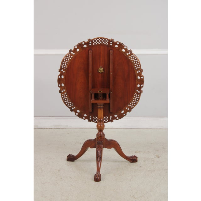 English Vintage Revolving Mahogany Pie Crust Tilt Top Table For Sale - Image 17 of 18