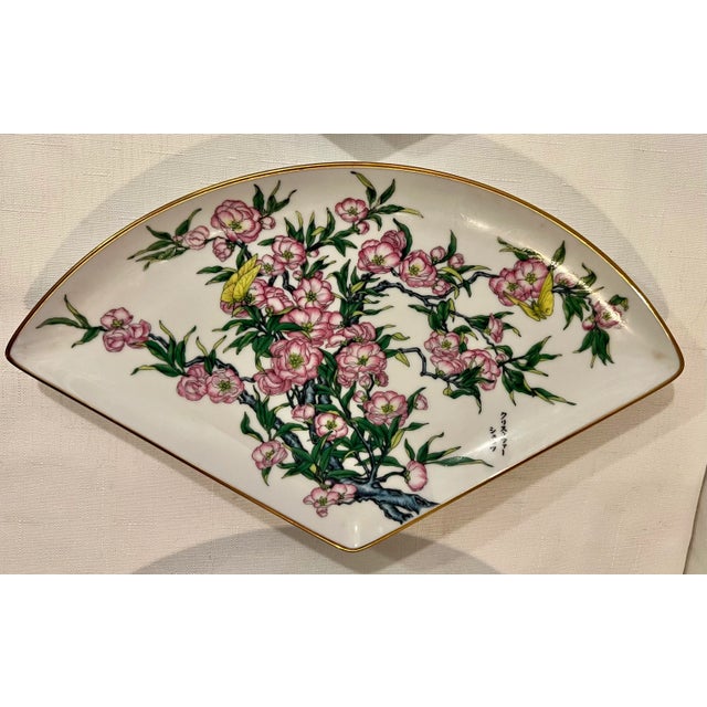 Vintage Chinoiserie Kyoto Imperial Porcelain “Blossoms of the Japanese Year” Set of Three For Sale - Image 4 of 12
